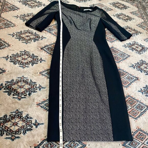 Karen Millen Textured Panel Seam Short Sleeve Pencil Dress - Size 4 - Picture 10 of 16